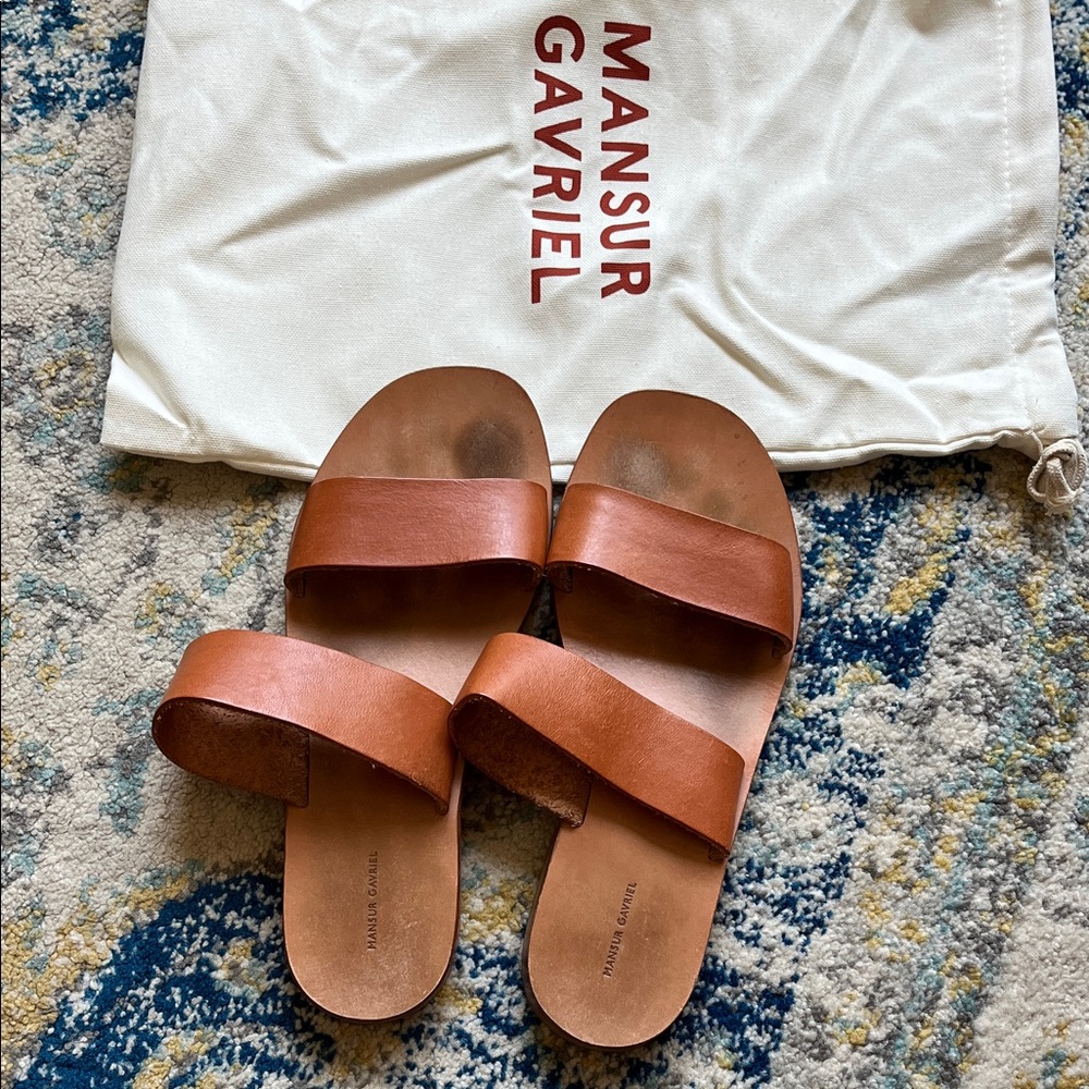 Mansur Gavriel Tan Leather Slides